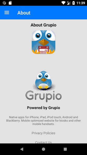 Grupio mobile app screen